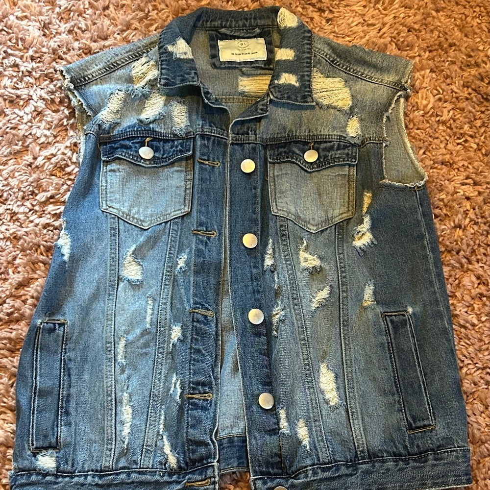 Cotton On 91 Distressed Denim Vest - Size 10